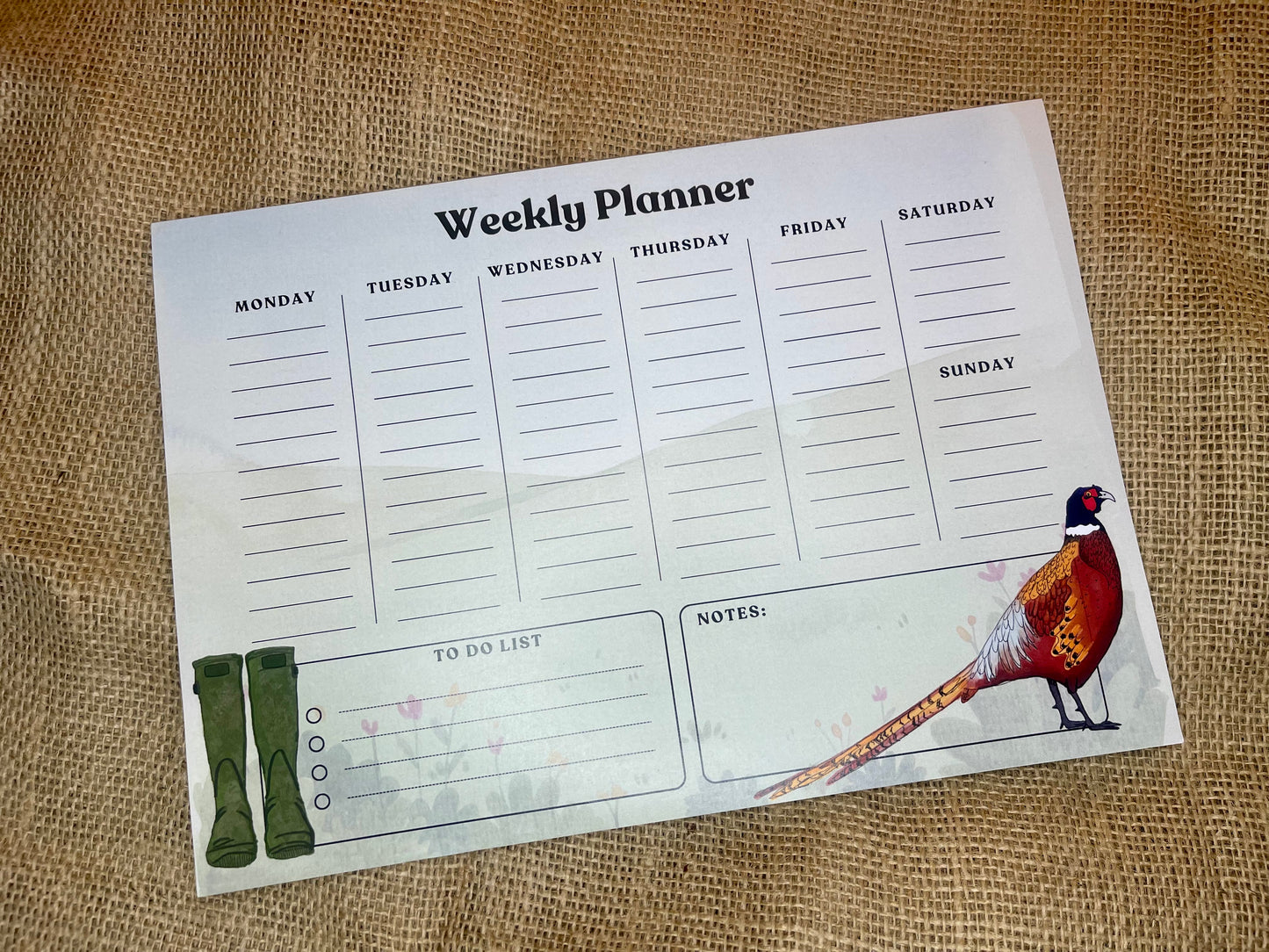 Eric the Pheasant Weekly Planner Notepad